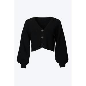 NEW SUN IMPERIAL cropped slouchy ribbed-knit cardigan in black